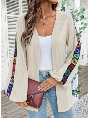 Indispensablely Kadın Uzun Kollu Önü Açık Şardonlu Kaşkorse Ceket