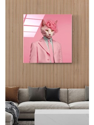 Beta Moda Hub Kedi Portre Cam Tablo, Dekoratif Cam Tablo