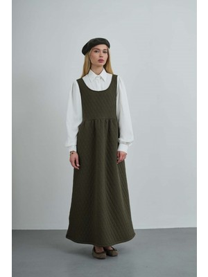 Molly Nelly Kadın Uzun Jile Kapitone Kibar Kışlık Rahat Elbise