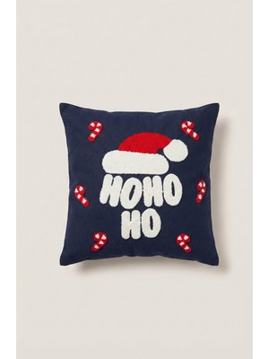 Maharat Yılbaşı Christmas Desenli %100 Pamuk Punch Kırlent Kılıfı Kare 43 x 43 cm