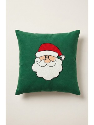 Maharat Yılbaşı Christmas Desenli Punch Kırlent Kılıfı %100 Pamuk Kare 43 x 43 cm