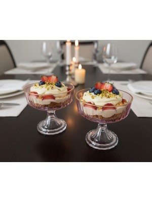 Kachkırhome Cam  Şekerlik Magnolia Kasesi Dondurmalık Ayak ile Birlikte Yükseklik 10CM 180 cc