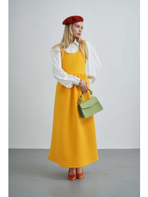 Molly Nelly Kadın Uzun Jile Kapitone Kibar Kışlık Rahat Elbise