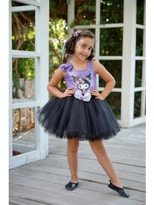 Duca Kids Işıltılı Askılı Body ve Kabarık Tütü Etek Ikili Takım-Kuromi Baskılı