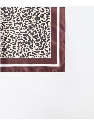 Jimmy Key Kahverengi Leopar Desenli Dokuma Eşarp