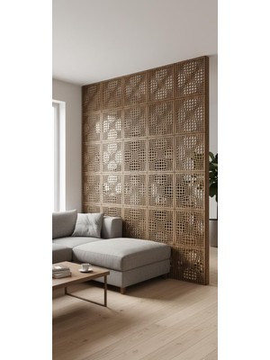 3D Parametrik Ahşap Panel Bölme Duvar - Dekoratif Oda Ayırıcı Seperatör 4 Adet