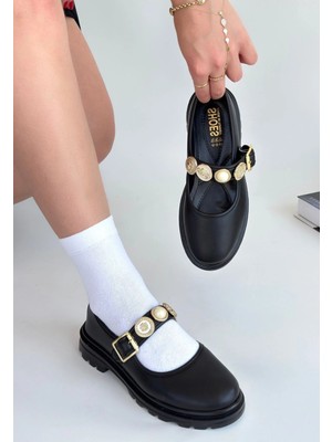 Veralya Okira Siyah Cilt Oxford Ayakkabı