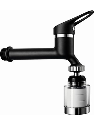 Musluq 360 Derece Hareketli Başlıklı Filtreli Siyah Uzun Musluk Aç Kapa Musluk