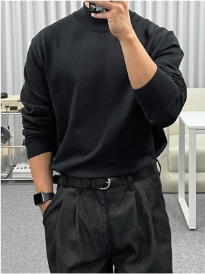 Tarz Cool Erkek Slim Fit Yarım Balıkçı Yaka Akrilik-Pamuk Karışımlı Basic Triko Kazak