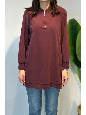Lale Butik Pamuklu Basic Tunik 7474 Bordo