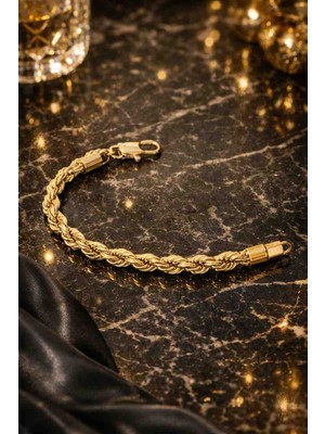 Xuping Kalın Burgu Model Altın Kaplama Bileklik – Gold Zincir Tasarım Şık ve Gösterişli Kadın Bilekliği