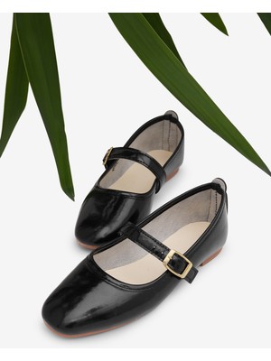 Tonny Black Kadın Siyah Kadın Üstten Kemerli Tokalı Rahat Günlük Babet