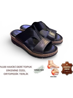 Cozi Company Kadın Hakiki Deri Topuk Dikenine Özel Tasarım Günlük Rahat Terlik