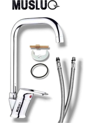 Musluq Köşe Borulu Mutfak Bataryası - Pirinç Gövde, Yerli Üretim, 2 Yıl Garantili