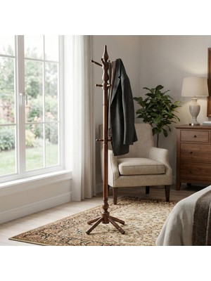 Hestia Gundays Home Tornalı Askılık Koyu Kahverengi Masif Gürgen El Yapımı