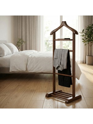 Hestia Gundays Home Tekli Dilsiz Uşak Koyu Kahverengi Masif Gürgen El Yapımı Askılık