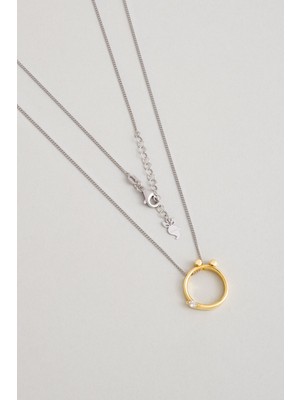 So CHIC Asimetrik Ö Harfi 18 Ayar Beyaz ve Sarı Altın Kaplama 45 cm Gümüş Harfli Kolye