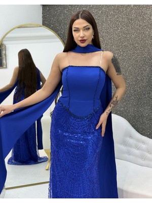 E&A Eren Abiye Boncuk Islemelı Krep Elbıse