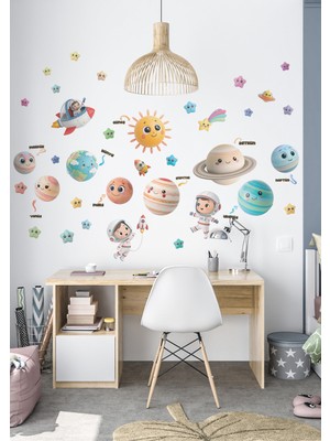 Ettycat Design Gezegenler ve Astronotlar Çocuk Odası Duvar Sticker Seti