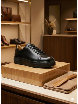Lioleather Siyah Deri Sneaker – El Yapımı, Minimalist ve Modern Tasarım 1970 Den Gelen Ustalık