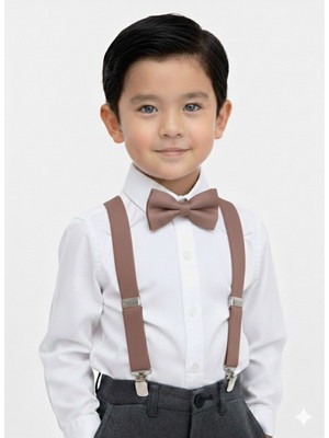 Masal Dünyası Bursa Erkek Bebek / Çocuk Papyon ve Pantolon Askısı Seti 0-6 Yaş Erkek Çocuk Şık Kombin (  14 Renk )