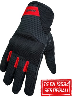 Xspeed Comfy En/ Tse 13594 Sertifikalı Yazlık Korumalı Motosiklet Eldiveni Kırmızı