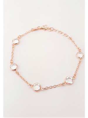 Besim Silver Swarovski Taşlı Gümüş Zincir Bileklik