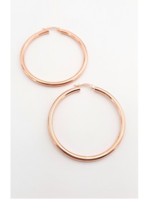 Besim Silver Büyük Halka Rosegold Gümüş Küpe