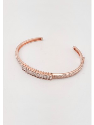 Besim Silver Baget Kesim Taşlı Gümüş Bilezik