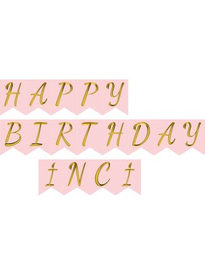 Rosy Blue Makaron Pembe Gold Harfler Banner