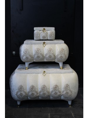 Huzur Çeyiz Mimoza Model 3'lü Çeyiz Sandığı