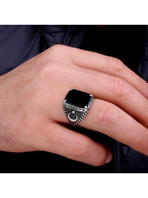 Argento Silver Oniks Taşlı 925 Ayar Gümüş Yüzük