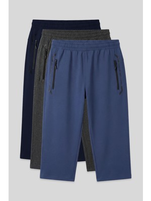 Tommy Life Standart Kalıp 3lü Paket Lacivert-Antrasit Melanj-Petrol Erkek Kapri - 83091