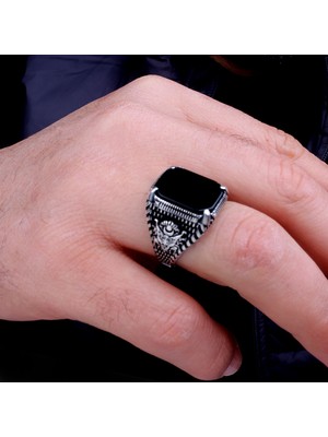 Argento Silver Oniks Taşlı 925 Ayar Gümüş Yüzük