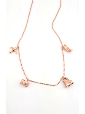 Besim Silver Tatil Temalı Gümüş Şans Kolyesi