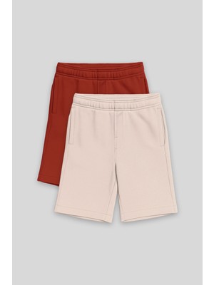 Tommy Life Standart Fit Basic 2li Paket Bej-Kiremit Erkek Çocuk Şort - 11293