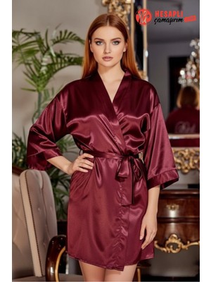 Gd Goldoremi 6524 Kadın Gelin Çeyiz Uzun Bol Kol Bride Saten Gecelik