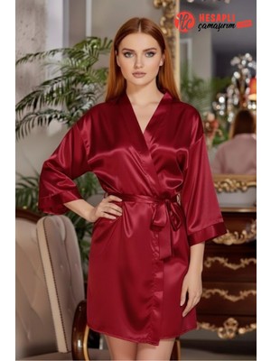 Gd Goldoremi 6524 Kadın Gelin Çeyiz Uzun Bol Kol Bride Saten Gecelik