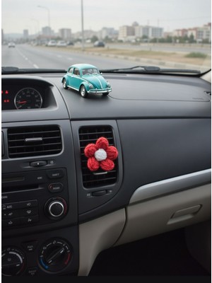 Alyora El Yapımı- Örgü Çiçek Araba Klima Süsü -Dekoratif -Aksesuar Tekli Klipsli Klima Süsü