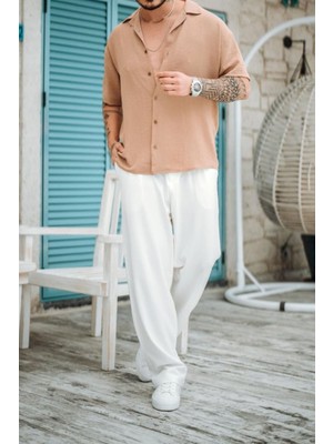 Tarz Cool Erkek Krep Kumaş Oversize Gömlek