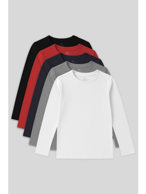 Tommy Life Standart Fit Basic O Yaka 5li Paket Unisex Çocuk T-Shirt - 11329