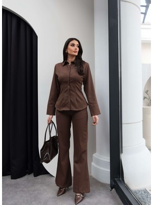Esra Helvacı Belden Oturtmalı Gömlek Pantolon Takım