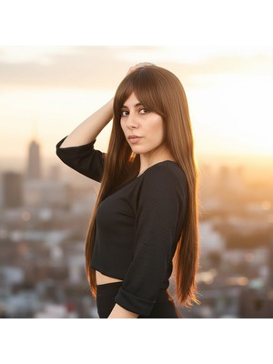 Zemira Fiber Sen Uzun Düz Kahküllü Peruk / Kumral