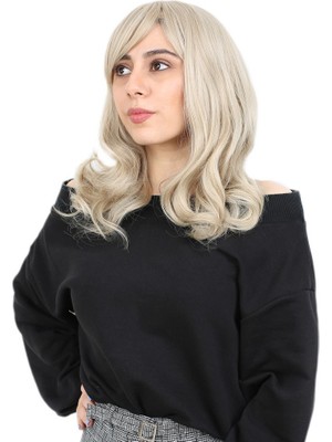 Zemira Dalgalı Perçemli Orta Boy Fiber Sen Peruk / Balköpüğü / Platin Röfleli