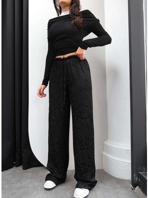 Esra Helvacı Jakarlı Saten Pantolon