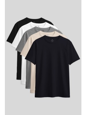 Tommy Life Standart Fit Basic O Yaka 5li Paket Kadın T-Shirt - 97311