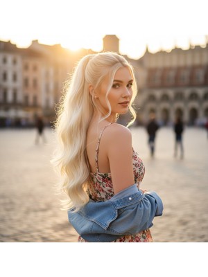 Zemira Bağlamalı Dalgalı At Kuyruğu / Açık Platin