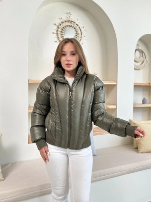 Zemira Puffer Kısa Mont Haki ST25534