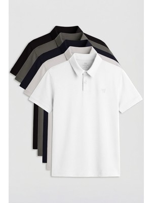 Tommy Life Standart Fit Basic Polo Yaka 5li Paket Erkek T-Shirt - 87768