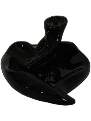 Zemira Geri Akış Buhurdanlık Tütsülük Seramik Kalp Siyah Backflow C0888